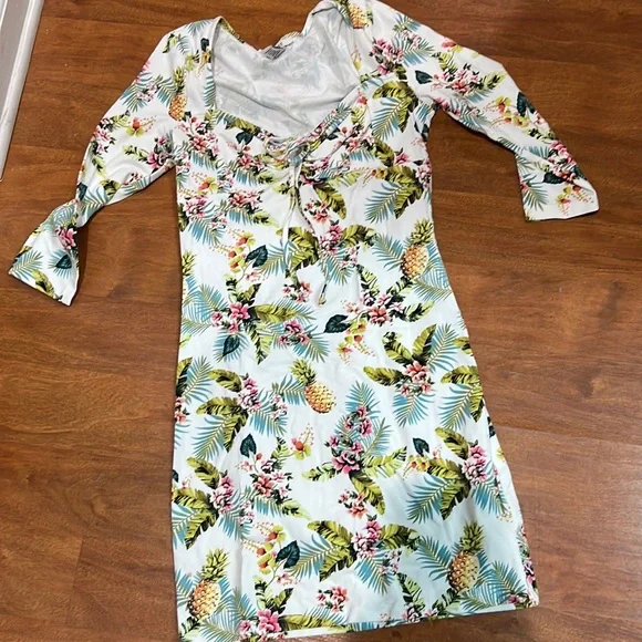 Forever 21 | Dresses | Forever 2 14 Sleeve Fitted Dress Tropical | Poshmark